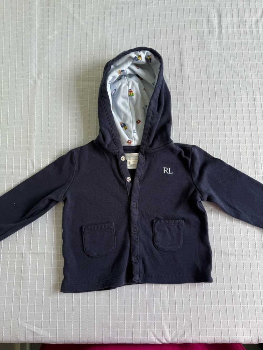 Ralph Lauren Navy Hooded Jacket with Patterned Lining